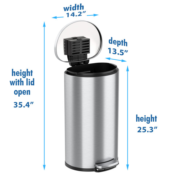 1.3 Gal / 4.9 Liter SoftStep Round Step Pedal Trash Can w/ Odor