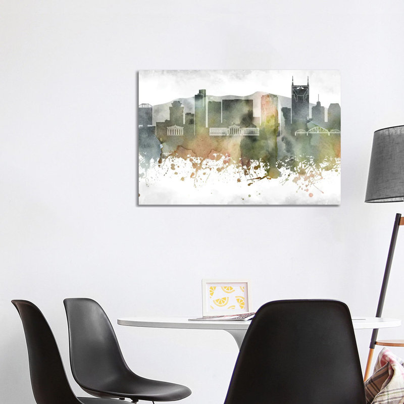 Nashville Skyline by WallDecorAddict - Wrapped Canvas Print, 66.04cm H x 101.6cm Wx 1.905cm D