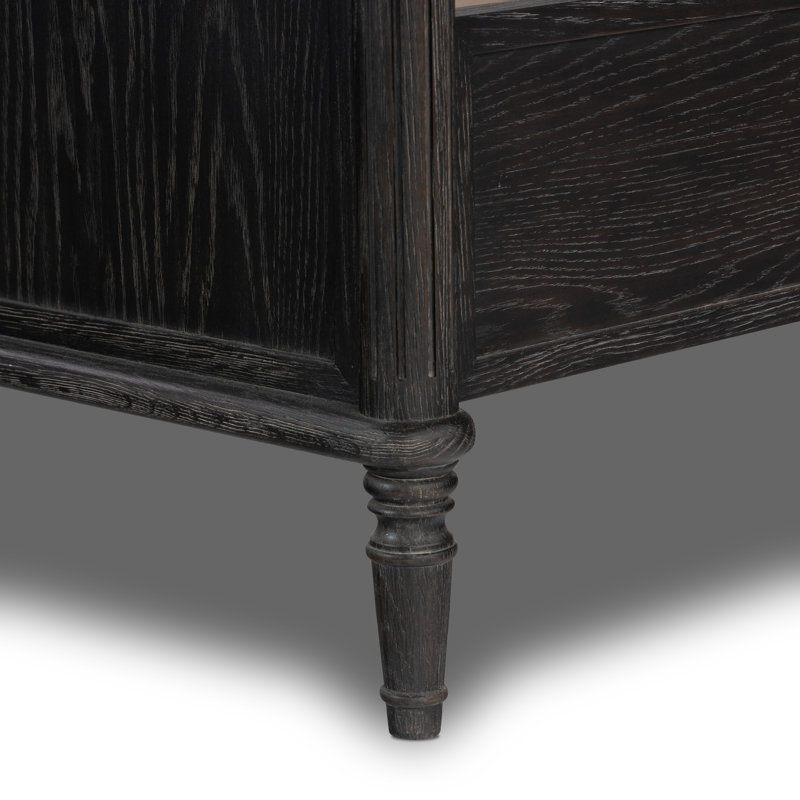 Toulouse Solid Wood Bed, King, Distressed Black