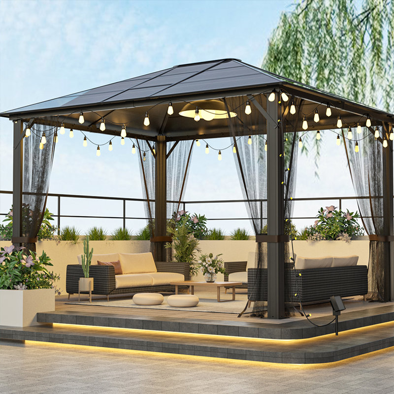 Galvanized Aluminum Patio Gazebo With Mosquito Netting