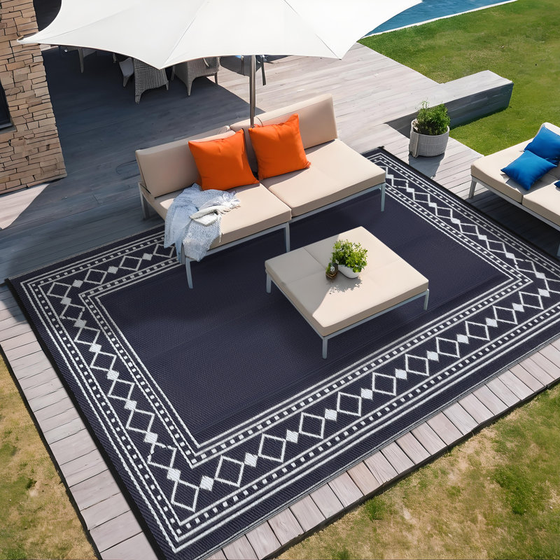Tapis d'extérieur imperméable à l'eau, Blue, Tapis de couloir de 9 pi x 18 pi