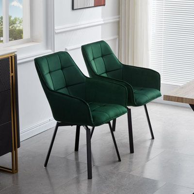 Upholstered Velvet Armchair in Green