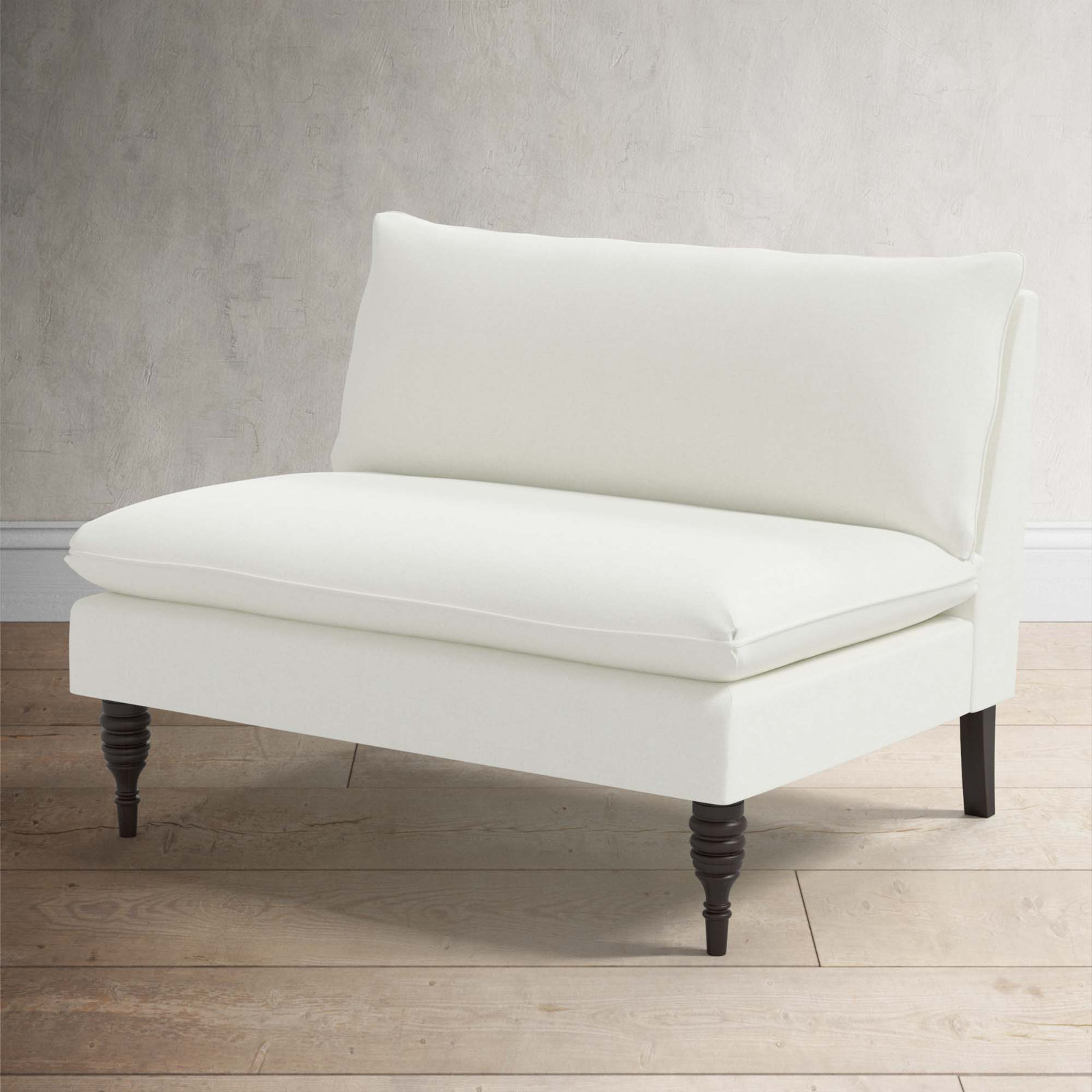 Varick 47'' Upholstered Settee, Zuma White Textured Linen
