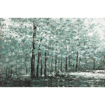 Blue Grey Neutral Trees - Wrapped Canvas Art Prints