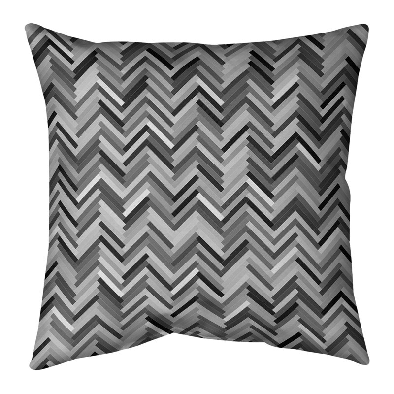 Coussin en suède chevrons, Bourre en polyester, 16 po x 1 po, Noir / blanc
