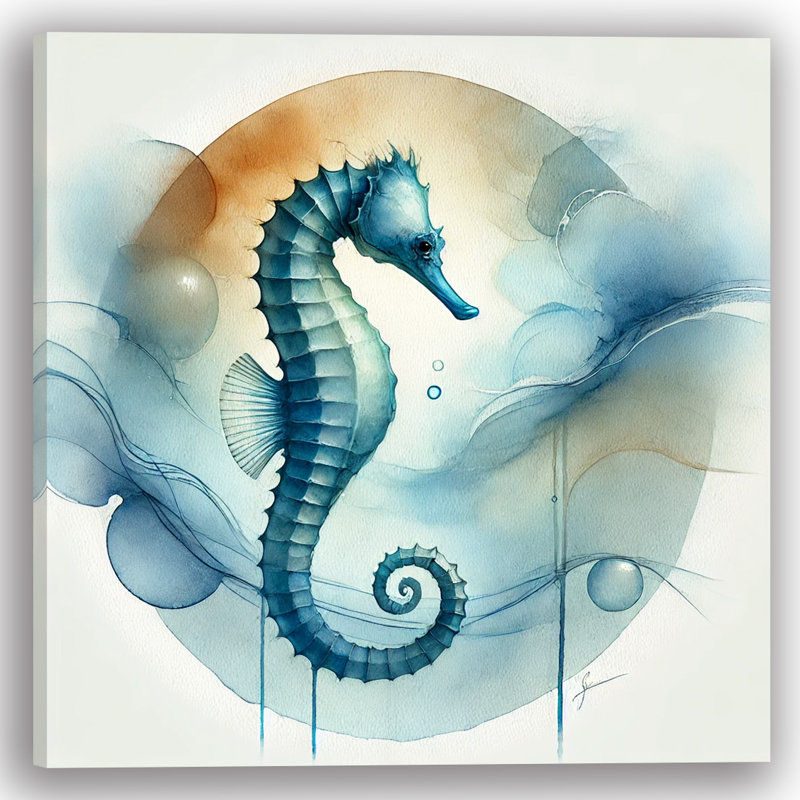 «Ethereal Seahorse Dream», art mural sur toile tendue, H 20 po x l 20 po