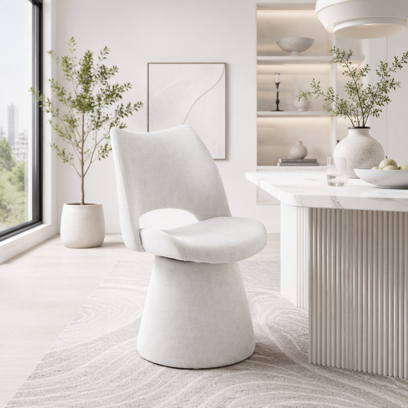 Fauteuil rembourré de salle à manger, Blanc cassé