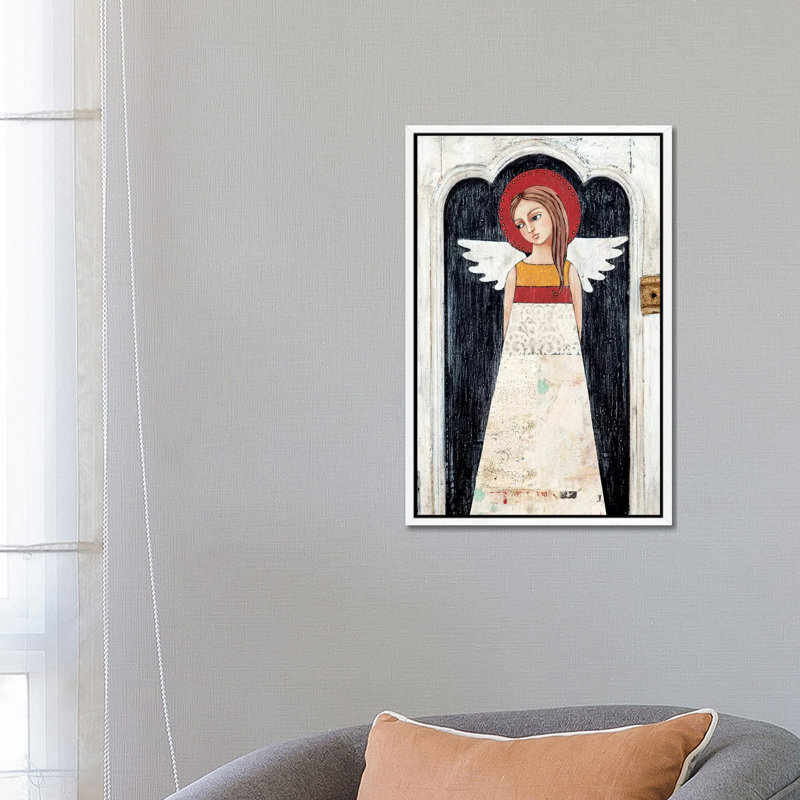 Angel Of Tulips by Teresa Kogut - Print on Canvas, White Floater Framed, 66.04cm H x 45.72cm W x 3.81cm D