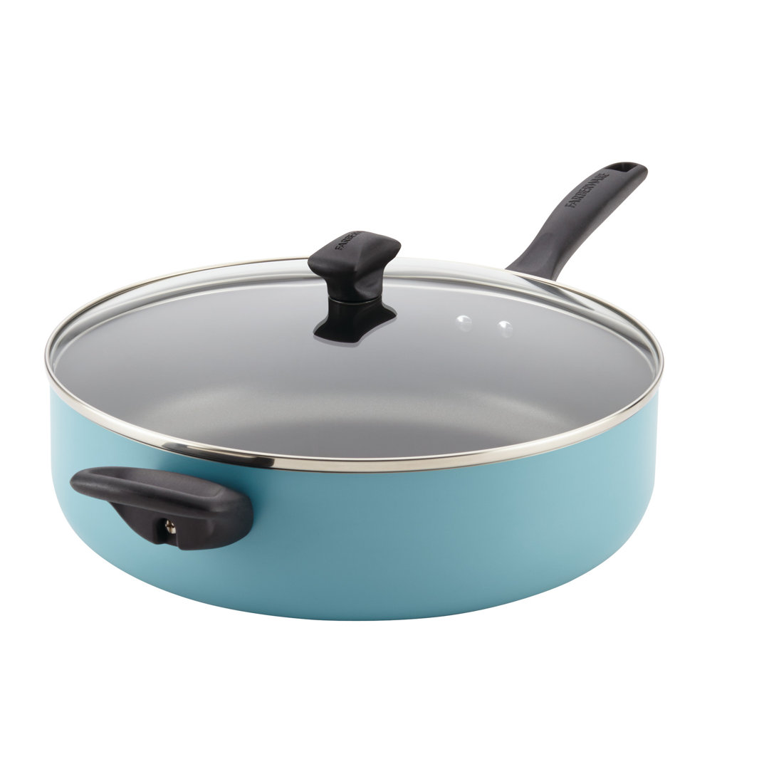 Farberware Dishwasher Safe Nonstick Jumbo Cooker Chef's Pan with Helper Handle and Lid, 6 Quart Farberware