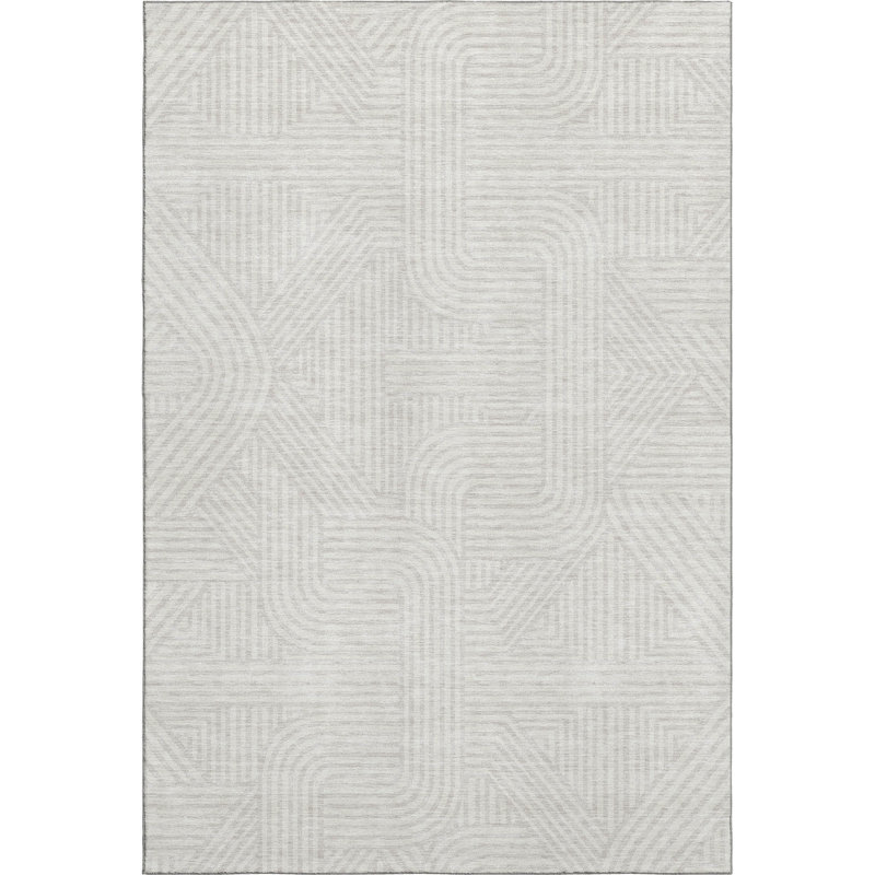 Premium Machine Washable Prisco Ivory Rug, Rectangle 2'6" x 3'10"