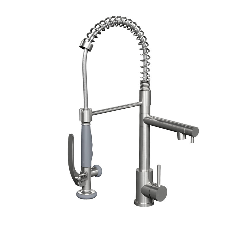 Modern Kitchen Faucets, Brushed Nickel Steel Industrial Sink Sprayer