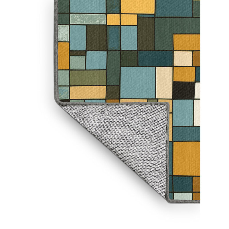 Colored Patchwork Rug, Square 5'