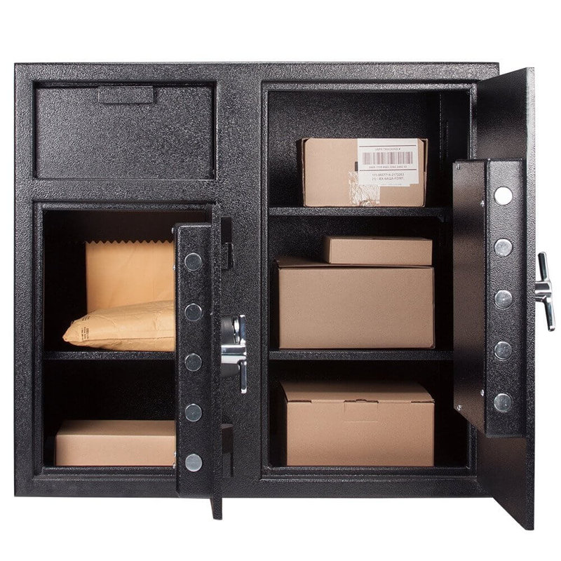 Large Black Steel Dual Compartment Keypad Depository Safe