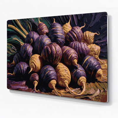 Légumes, art mural mauve en métal