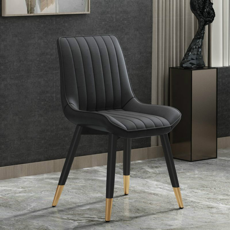 4x Appomattox Upholstered PU Leather Dining Chair, Black