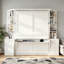 Grand lit escamotable avec bureau, tablettes de rangement et armoires-129366180