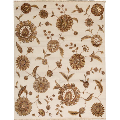 Tapis ivoire noué à la main de haute qualité