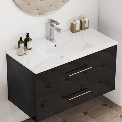 36-Inch Ceramic Bathroom Sink, Fits 36-Inch Vanity,Pre-Drilled Faucet Hole, Not included Cabinet !!!!!