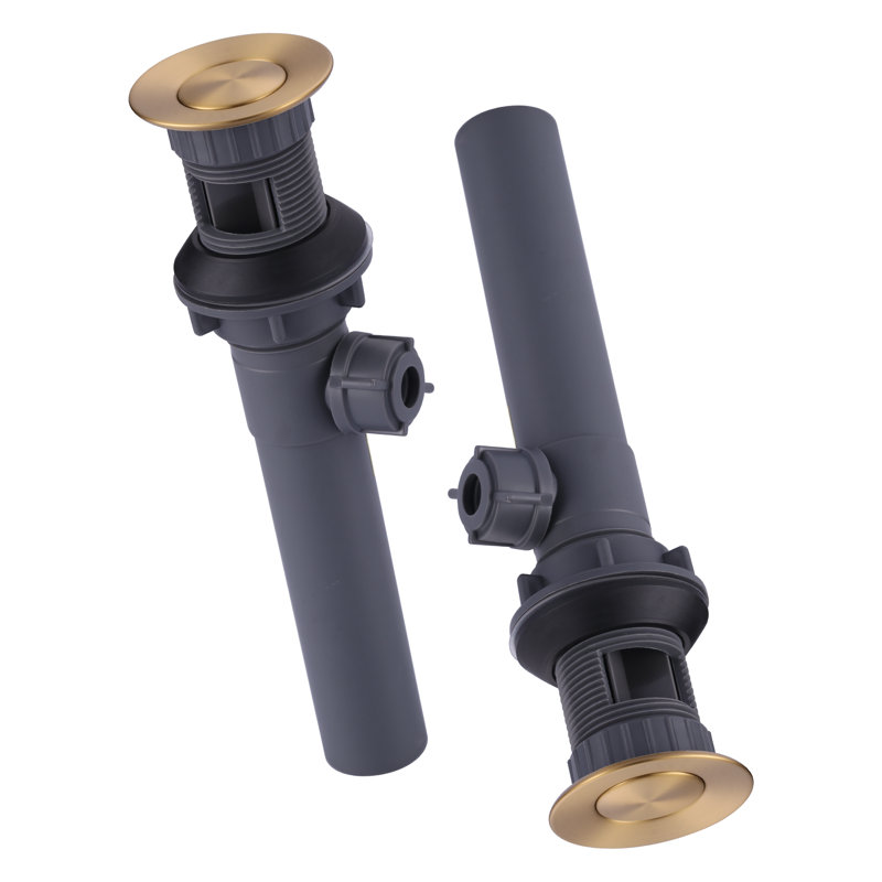 Lift Rod Bathroom Sink Drain with Overflow, Gold