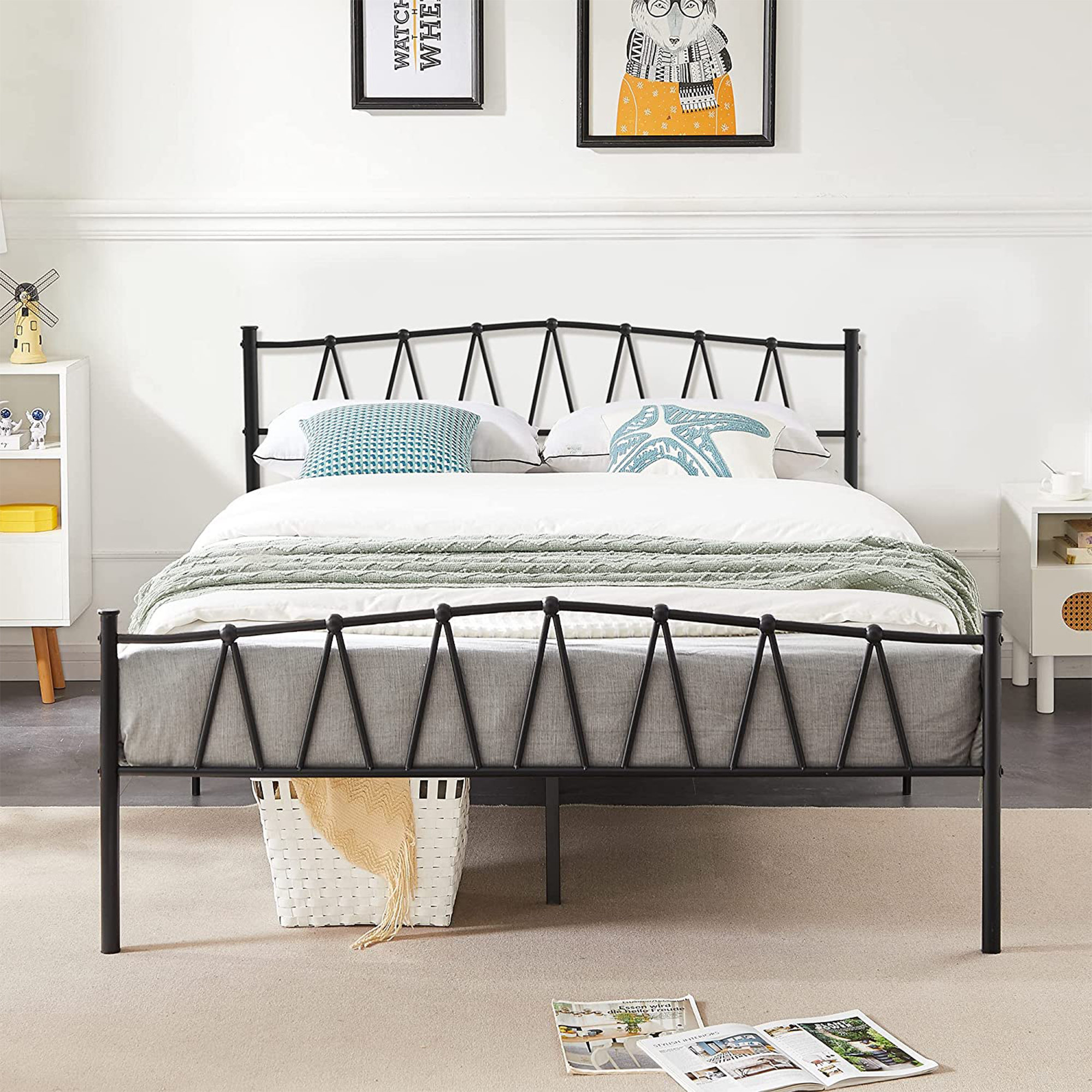 Lark Manor Alsa 35'' Metal Platform Bed Frame with Headboard and