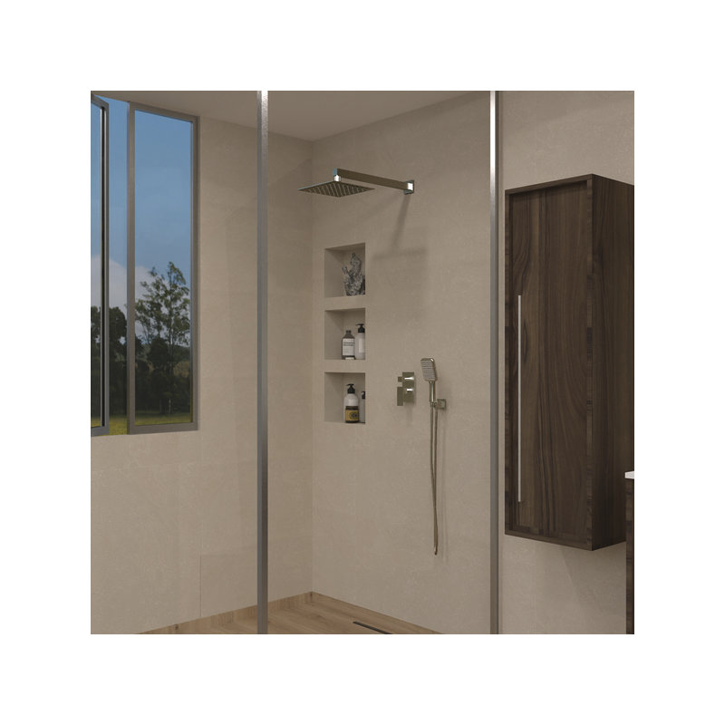 DAX Roma Square Shower System, Brush Nickel, Nickel
