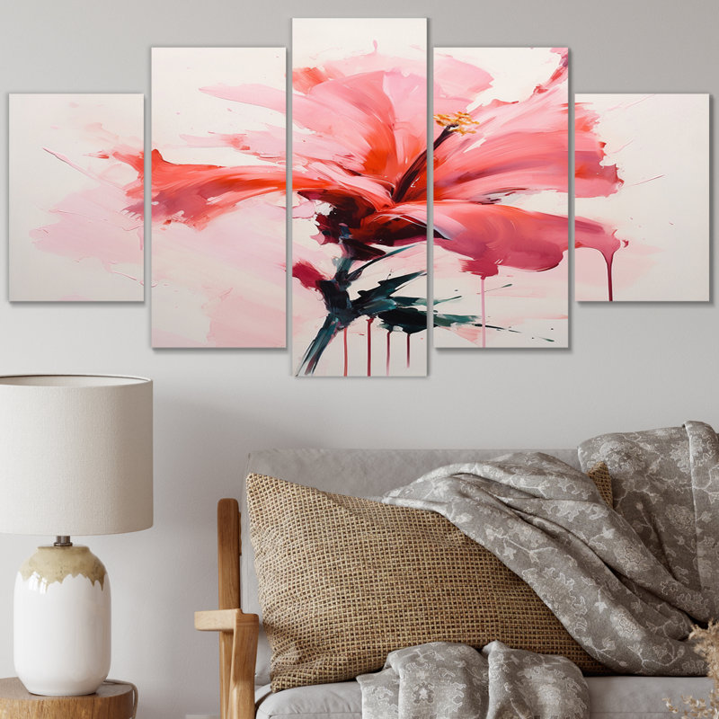 Lafe - impression d'art mural fleurs - 5 panneaux