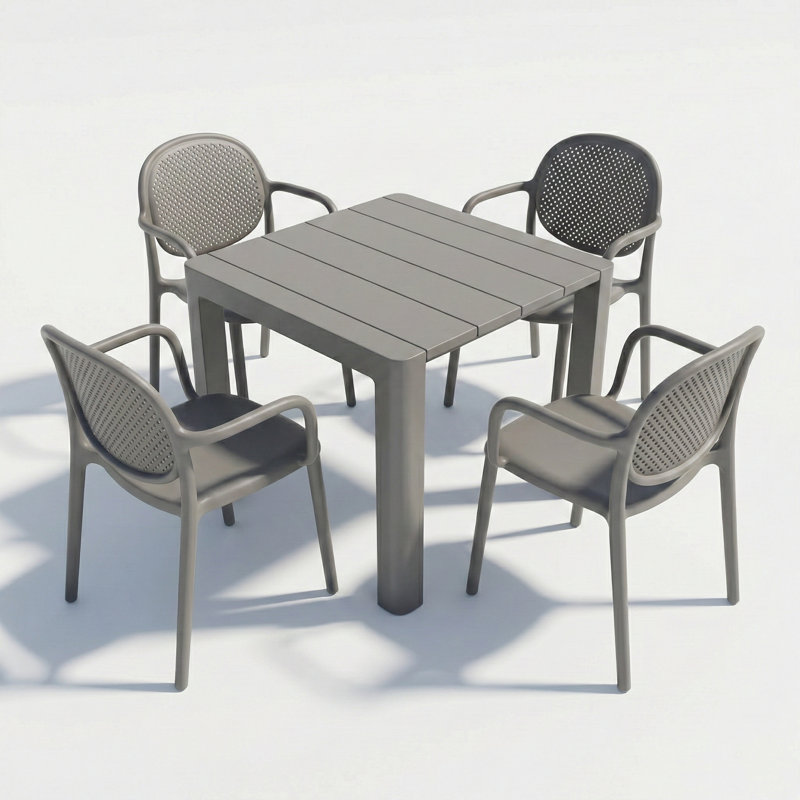 Ackles 4 - Person Patio Dining Set Square Table, Grey