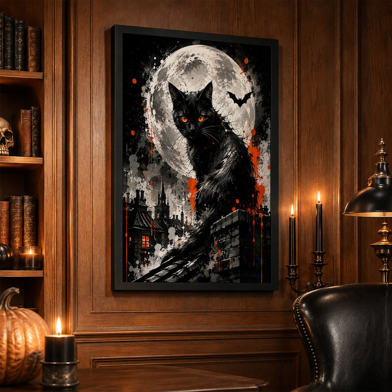 Toile noire d'Halloween sur un toit, H 30 po x l 20 po