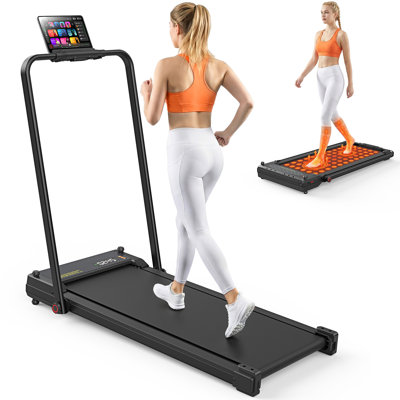 Tapis roulant 3,5 HP avec massage des pieds / massage par vibration, tapis de marche pliable avec barre de poignée pour la maison / bureau, noir