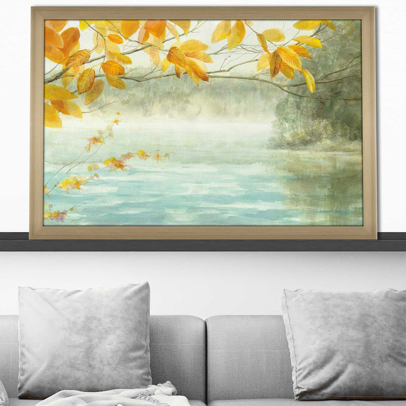 Vue du rivage - Peinture, Encadrement champagne, H 21,5 po x l 27,5 po x P 0,75 po