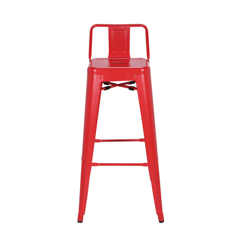 Counter Stool with Metal Frame, Frosted Red