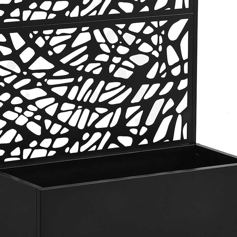 Boîte à fleurs en métal avec treillis et roues Knox, H 70,8 po x l 35,5 po x P 15,7 po, Noir