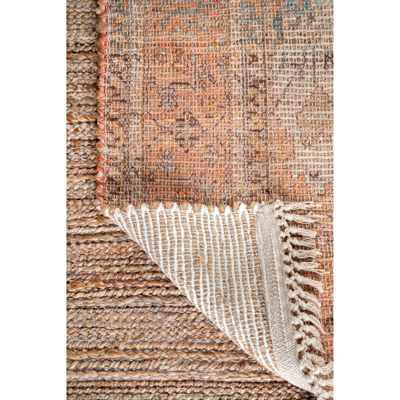 Tapis orange / bleu tissé à plat Daviston, Rectangle 3 pi x 5 pi