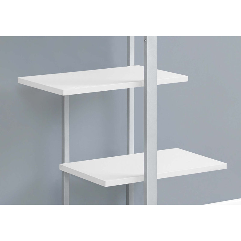 Blalock Bookshelf, Bookcase, Etagere, 5 Tier, 60"H, Office, Bedroom, Metal, Laminate, White