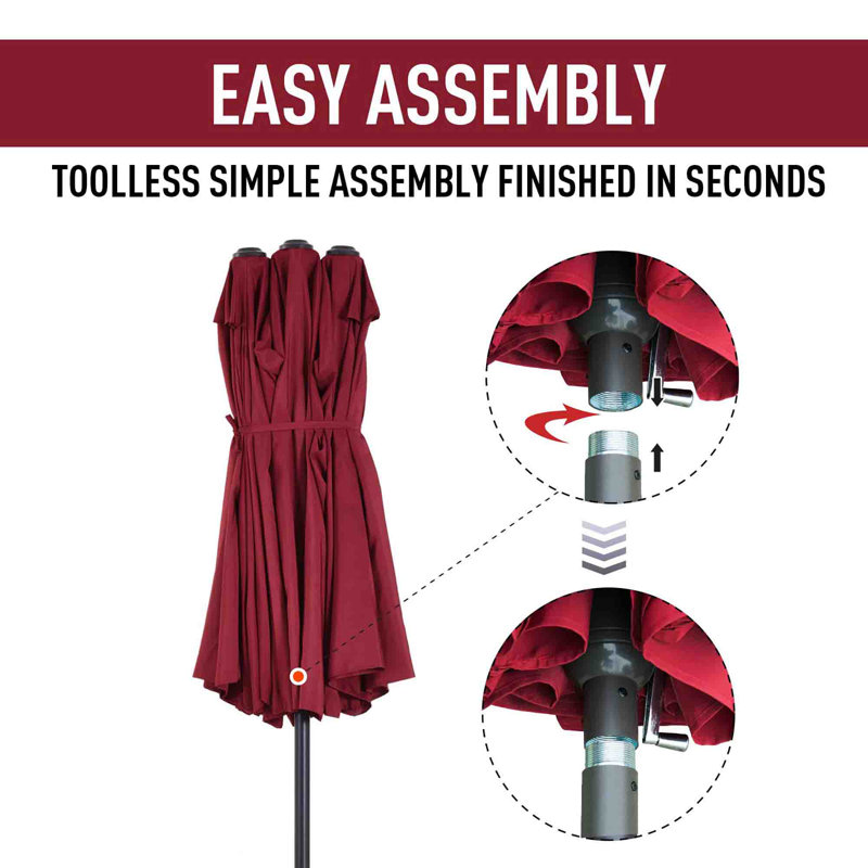 455cm Market Parasol, Wine Red