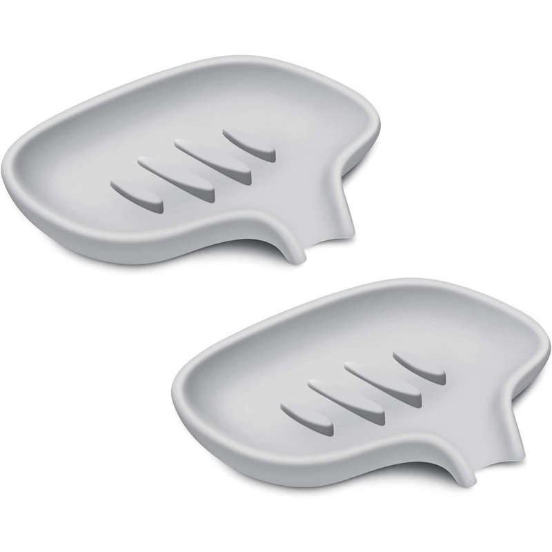 Paquet de 2 porte-savon en silicone avec plateau de drainage