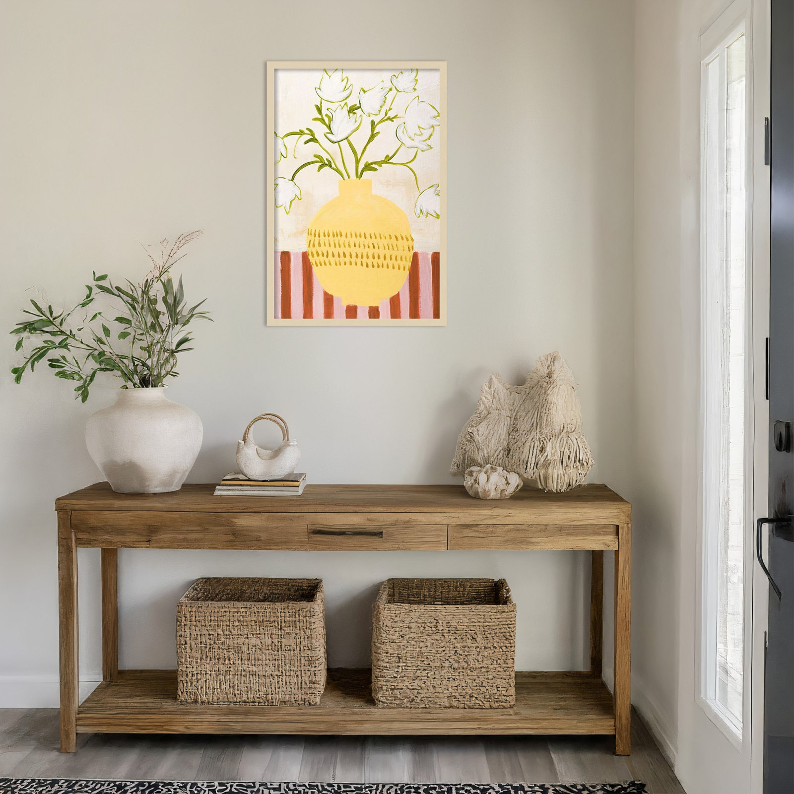 Yellow Vase Print by Design Fabrikken, 33" H x 23" W, Brown