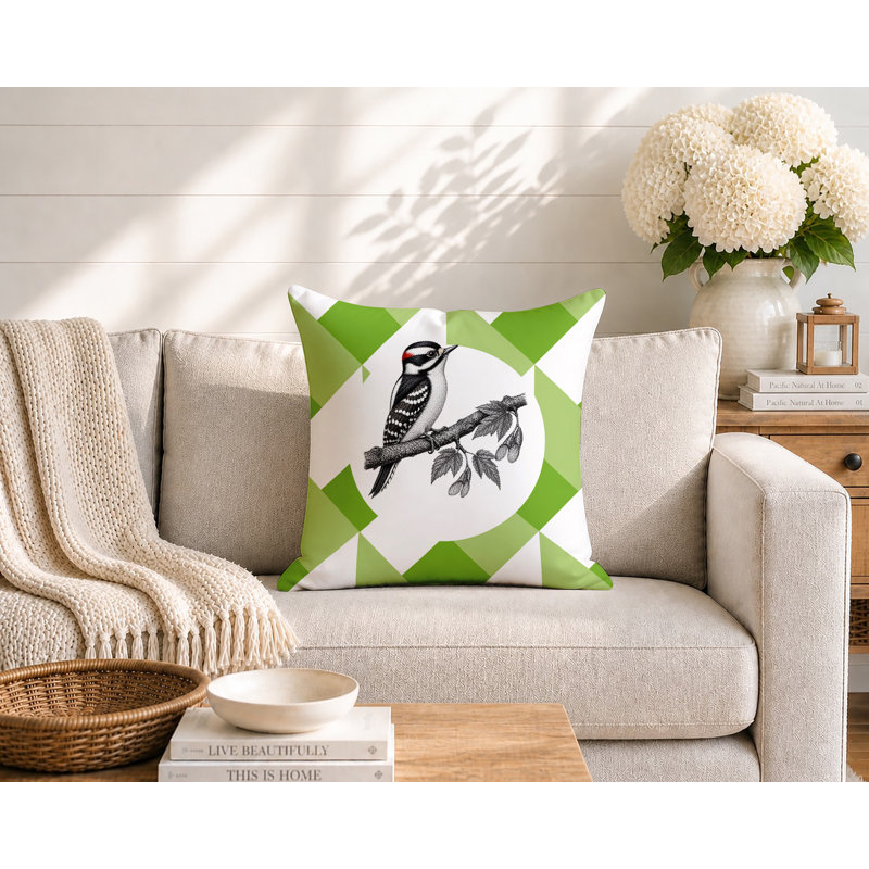 Oreiller réversible intérieur / extérieur Wood Pecker, 18 x 18, Vert printanier