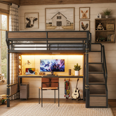 Lit mezzanine industriel avec bureau Higgins