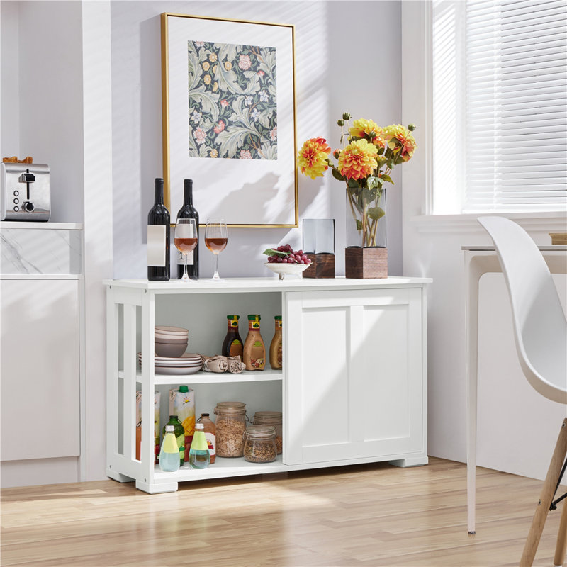 107cm Multifunctional Sideboard with Concealed Storage, White