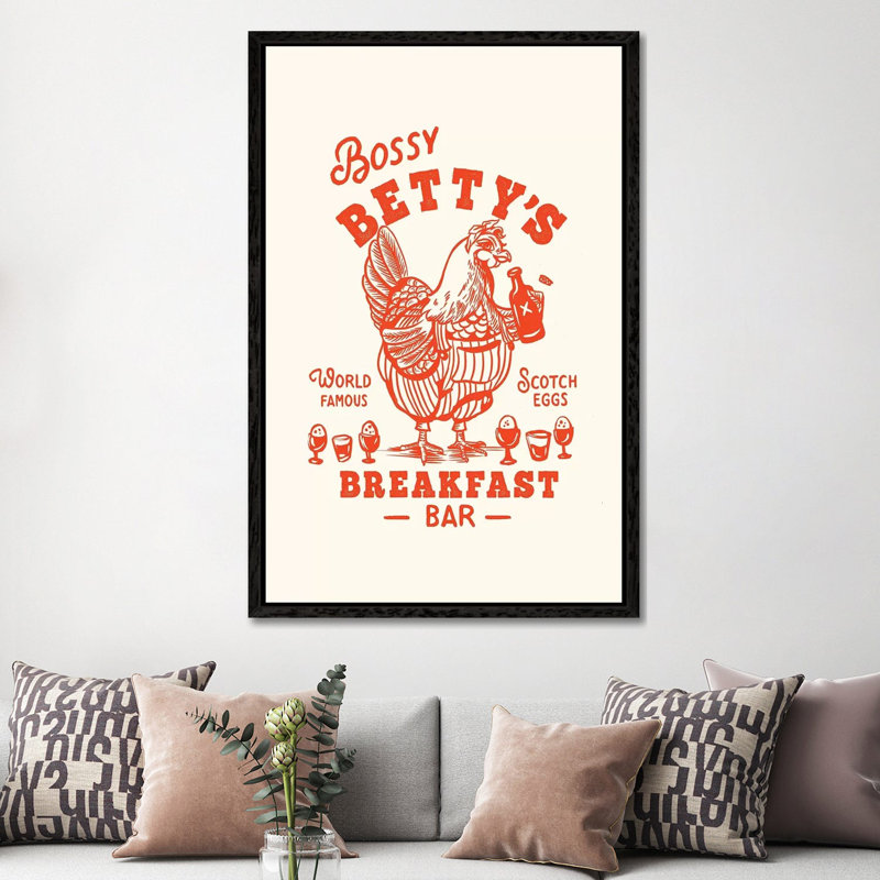 Bossy Betty Breakfast Bar - Print on Canvas, Black Framed, 152.5 cm H x 101.5 cm W