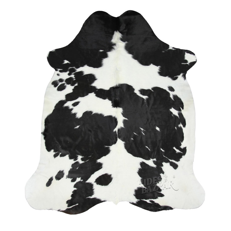 Tapis noir et blanc en cuir de vache de qualité supérieure , Nouveauté 6 pi x 7 pi