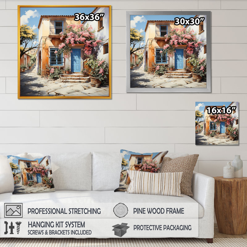 «Mexico Colonial Charm» - art mural mexicain, Cadre flottant noir, H 30 po x l 30 po x P 1,5 po