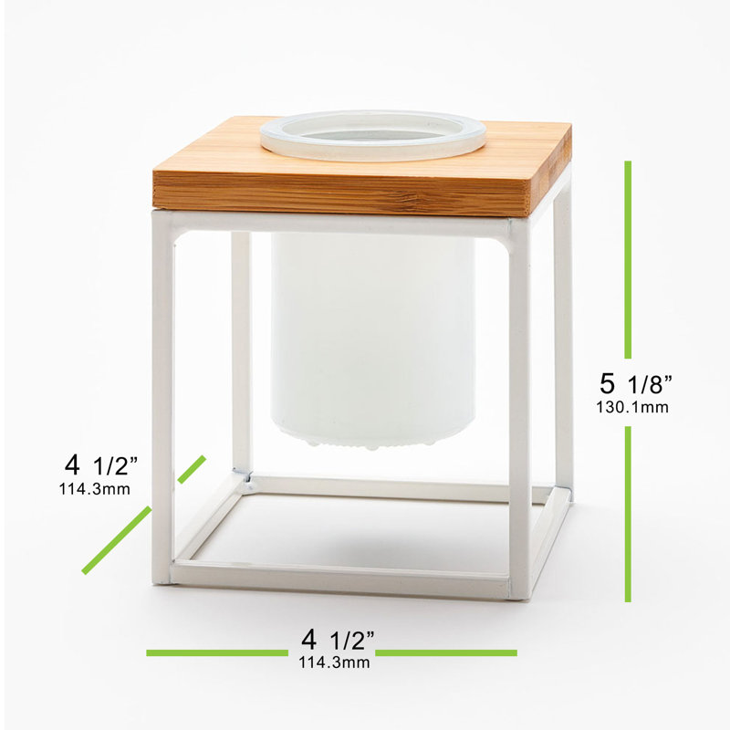 Petit porte-votive cube en verre, Blanc / blanc mat