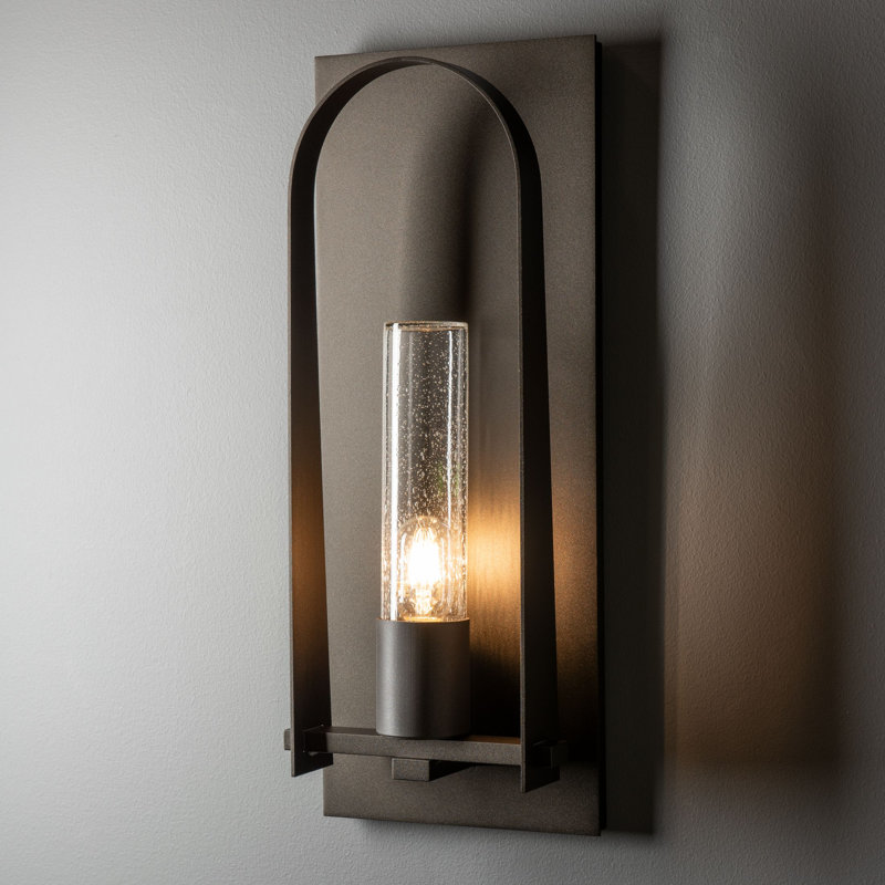 Triomphe Aluminum Wall Light, 24" H x 9.5" W x 4.6" D, Oil Rubbed Bronze, Seeded Clear