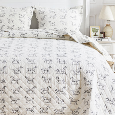 HORSE FLANNEL COTTON QUILT SET