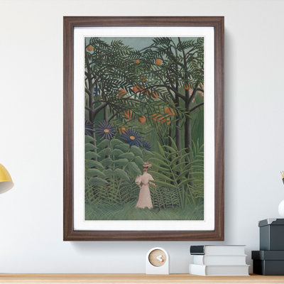 Woman Walking in an Exotic Forest by Henri Rousseau - Picture Frame Painting on MDF