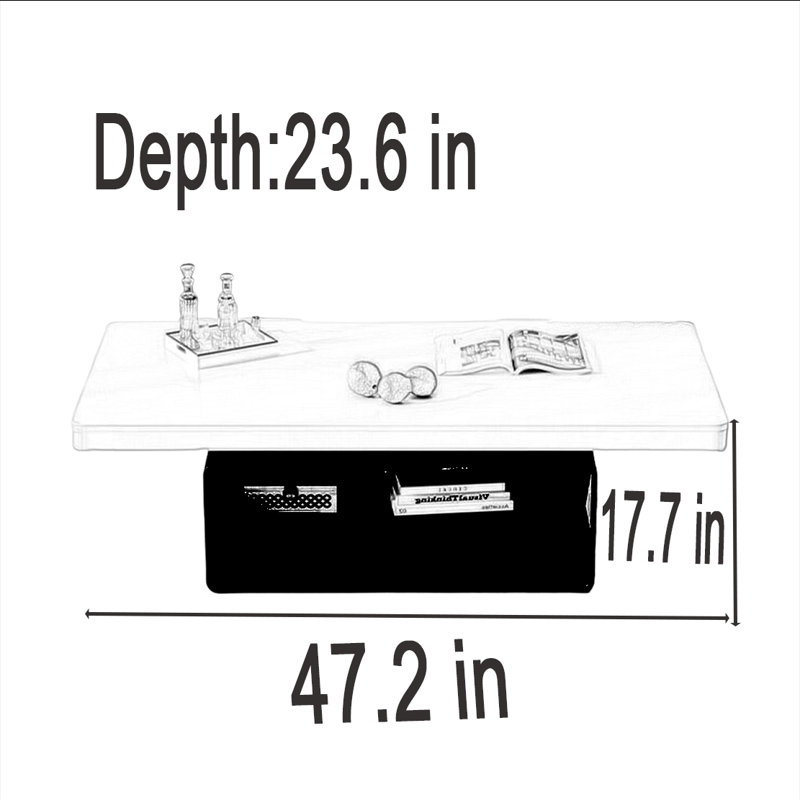 Table basse crème Luxury Rockboard, H 17,7 po x L 47,2 po x l 23,6 po, Blanc, Noir