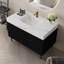 Meuble-lavabo 36 po avec lavabo en céramique - comptoir en pierre frittée, armoire en bois massif avec 4 tiroirs, fixation murale ou autoportante-129454090