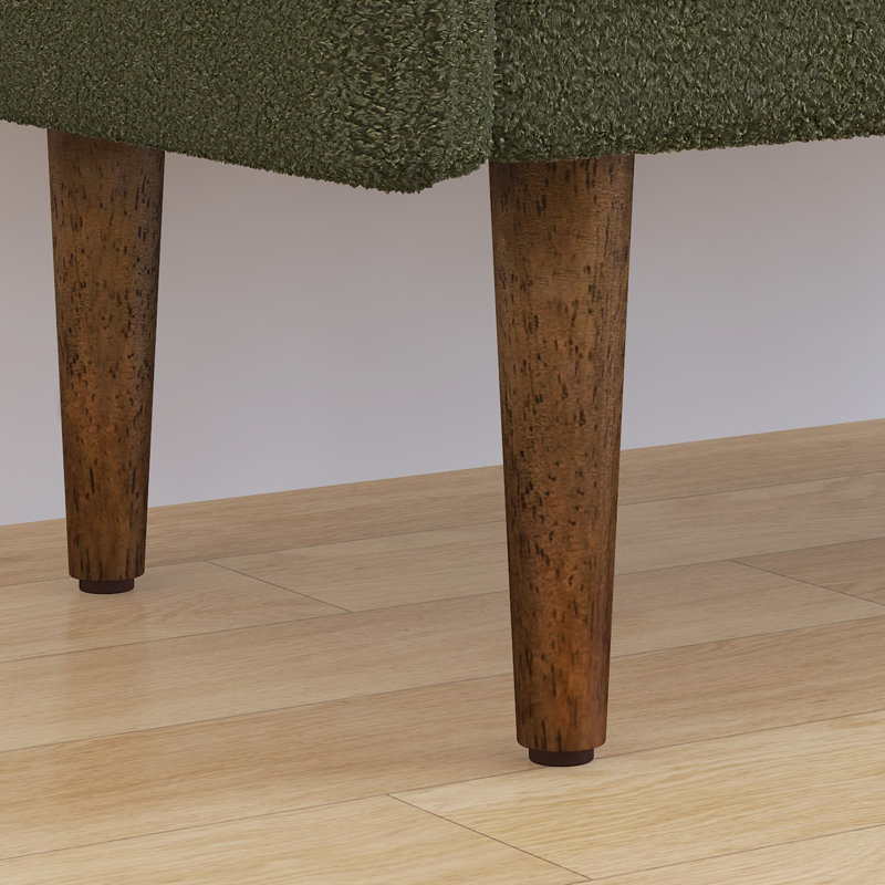linen fabric Storage Ottoman Bench For Entryway, Green
